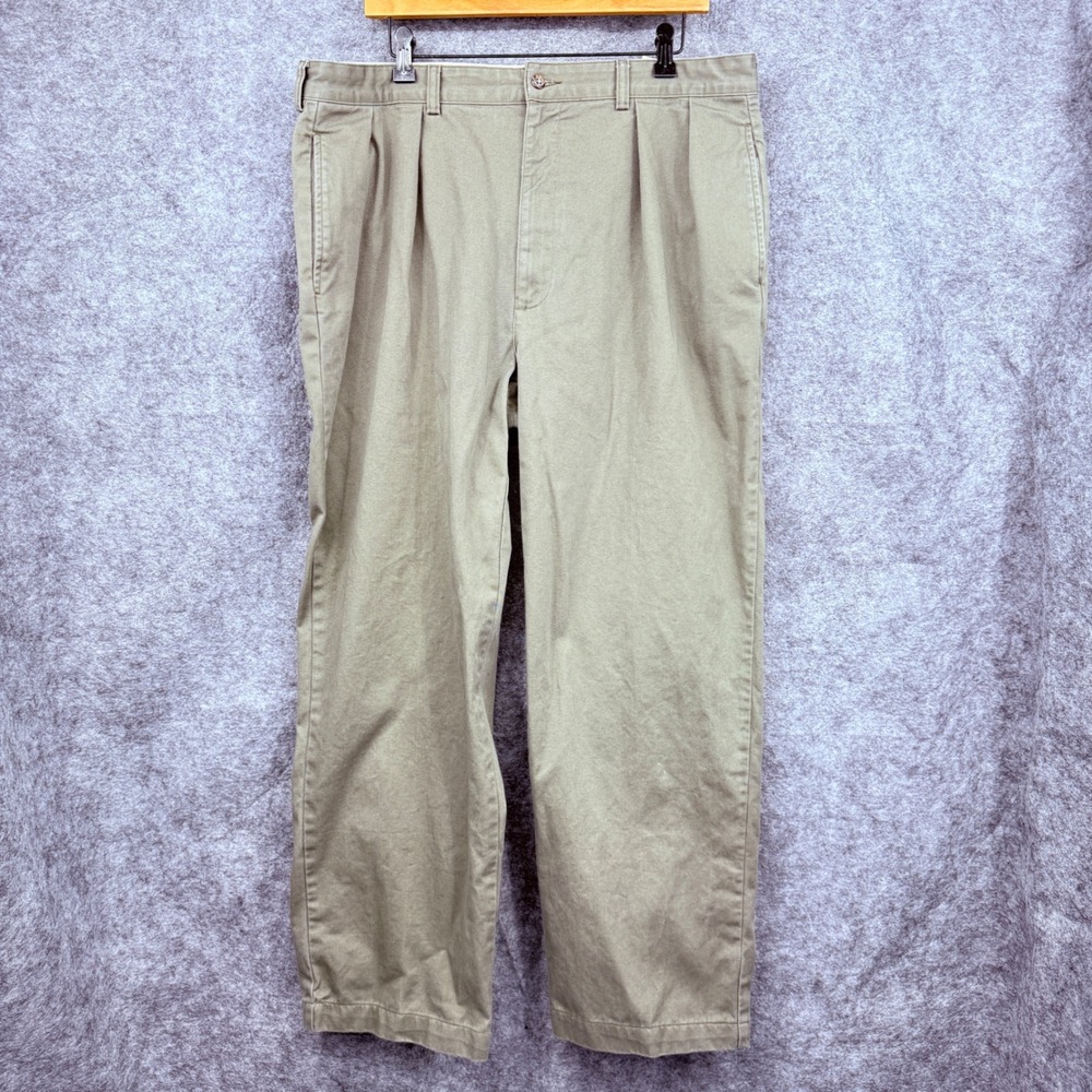 Polo Ralph Lauren Mens Pleated Chino Pants Khaki Tan 38x29 Relaxed FLAW‎
